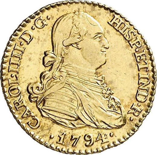 Awers monety - 1 escudo 1794 M MF - cena złotej monety - Hiszpania, Karol IV