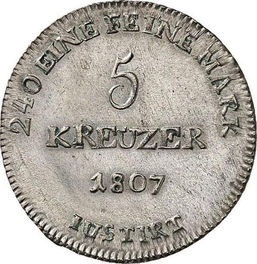 Реверс монеты - 5 крейцеров 1807 года - цена серебряной монеты - Гессен-Дармштадт, Людвиг I