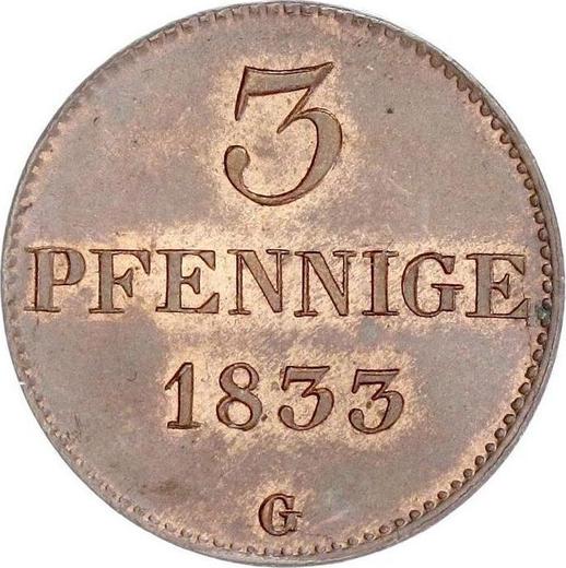 Реверс монеты - 3 пфеннига 1833 года G - цена  монеты - Саксония-Альбертина, Антон