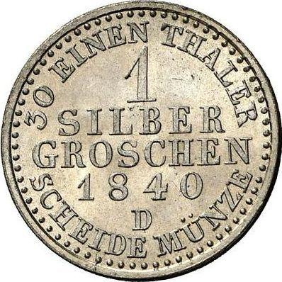 Rewers monety - 1 silbergroschen 1840 D - cena srebrnej monety - Prusy, Fryderyk Wilhelm III