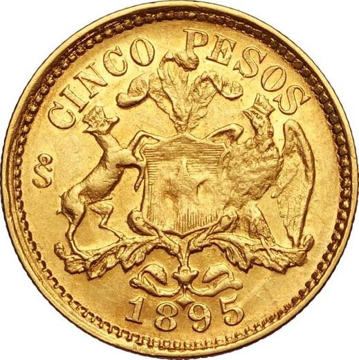 Аверс монеты - 5 песо 1895 года So - цена золотой монеты - Чили, Республика