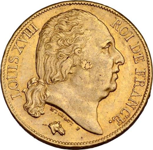 Awers monety - 20 franków 1823 A "Typ 1816-1824" Paryż - cena złotej monety - Francja, Ludwik XVIII