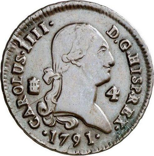 Anverso 4 maravedíes 1791 - valor de la moneda  - España, Carlos IV
