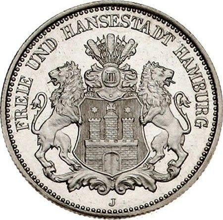 Аверс монеты - 2 марки 1876 года J "Гамбург" - цена серебряной монеты - Германия, Германская Империя