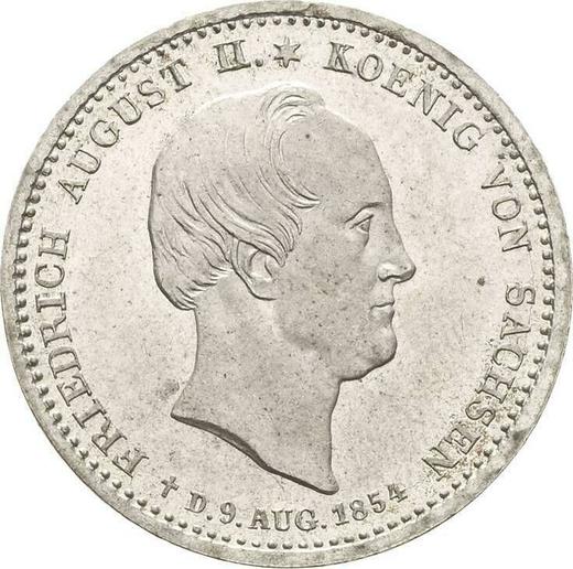 Аверс монеты - 1/6 талера 1854 года "Смерть короля" - цена серебряной монеты - Саксония-Альбертина, Фридрих Август II