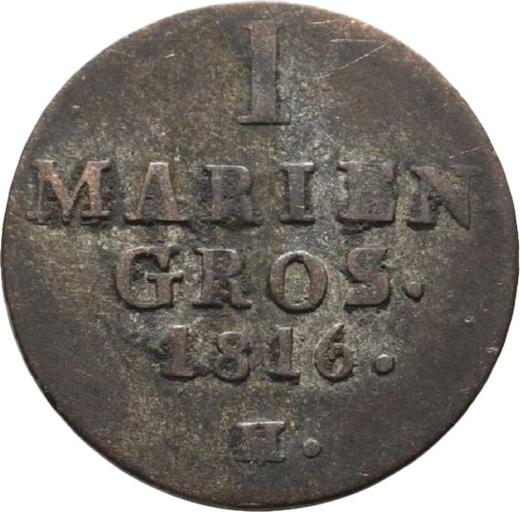 Reverso Mariengroschen 1816 H - valor de la moneda de plata - Hannover, Jorge III