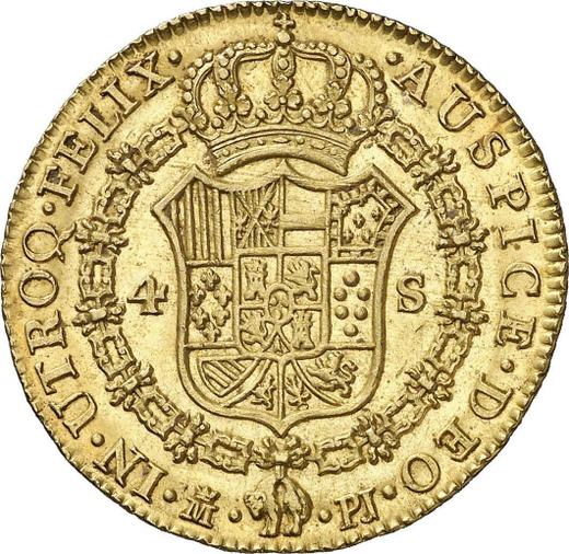 Реверс монеты - 4 эскудо 1777 года M PJ - цена золотой монеты - Испания, Карл III