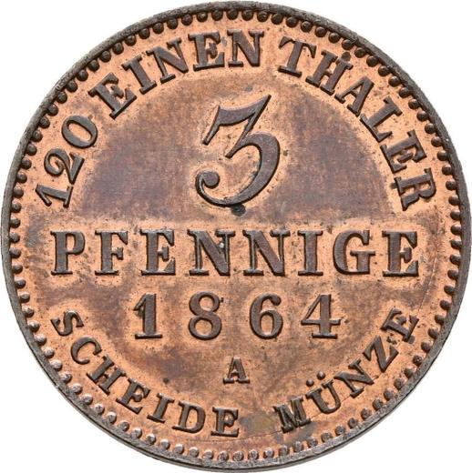 Реверс монеты - 3 пфеннига 1864 года A - цена  монеты - Ангальт-Дессау, Леопольд Фридрих