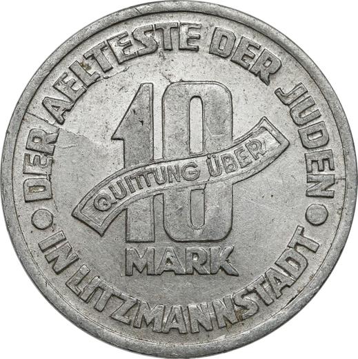 Реверс монеты - 10 марок 1943 года "Лодзинское гетто" Алюминий - цена  монеты - Польша, Немецкая оккупация