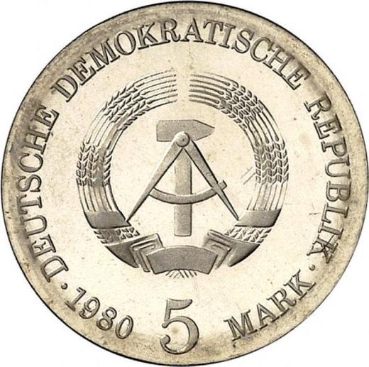 Reverso 5 marcos 1980 "Menzel" - valor de la moneda  - Alemania, República Democrática Alemana (RDA)