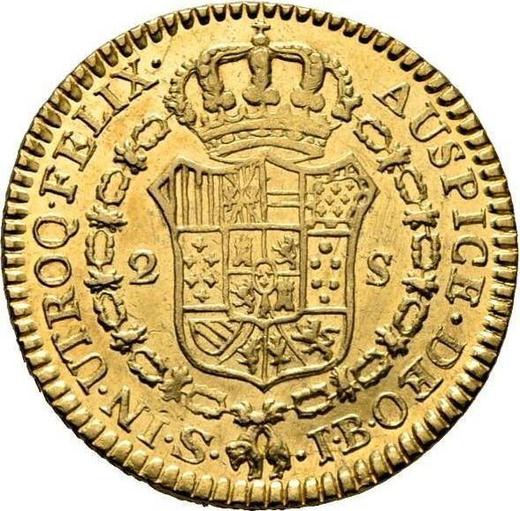 Reverse 2 Escudos 1824 S JB - Gold Coin Value - Spain, Ferdinand VII