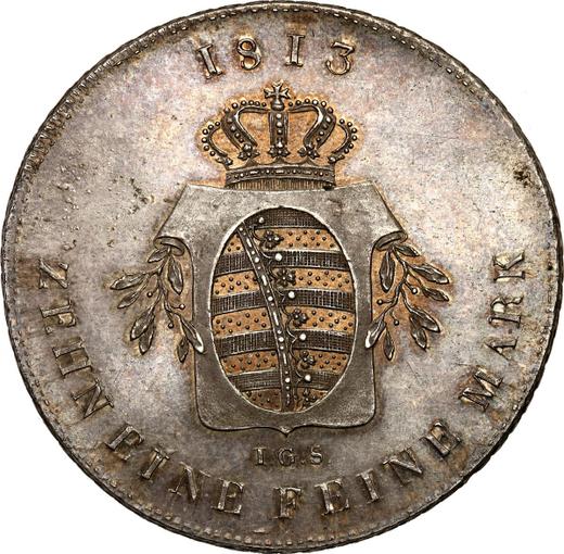 Rewers monety - Próba Talar 1813 I.G.S. - cena srebrnej monety - Saksonia-Albertyna, Fryderyk August I