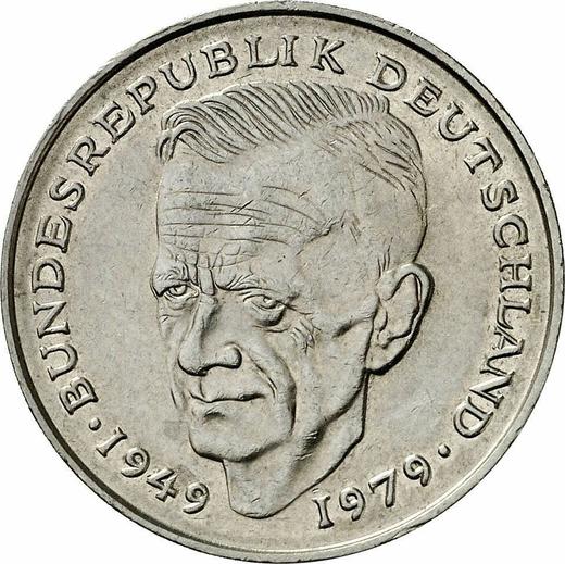Anverso 2 marcos 1982 D "Kurt Schumacher" - valor de la moneda  - Alemania, RFA