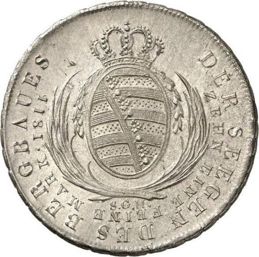 Реверс монеты - Талер 1811 года S.G.H. "Горный" - цена серебряной монеты - Саксония-Альбертина, Фридрих Август I