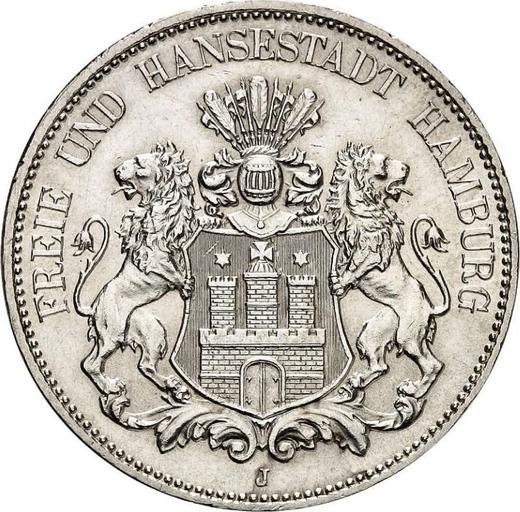 Anverso 5 marcos 1900 J "Hamburg" - valor de la moneda de plata - Alemania, Imperio alemán