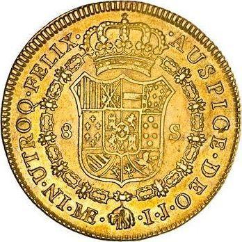 Rewers monety - 8 escudo 1791 IJ - cena złotej monety - Peru, Karol IV