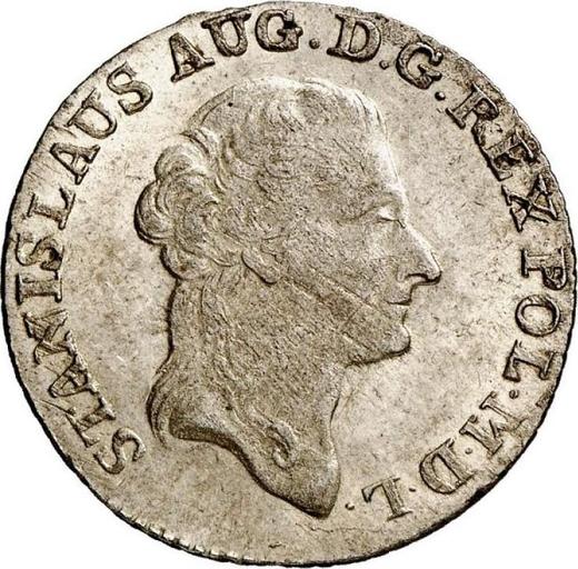 Obverse 1 Zloty (4 Grosze) 1791 EB - Silver Coin Value - Poland, Stanislaus II Augustus