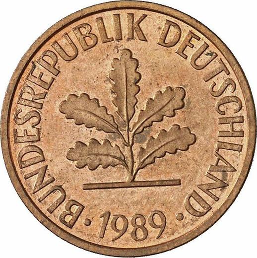 Реверс монеты - 2 пфеннига 1989 года D - цена  монеты - Германия, ФРГ