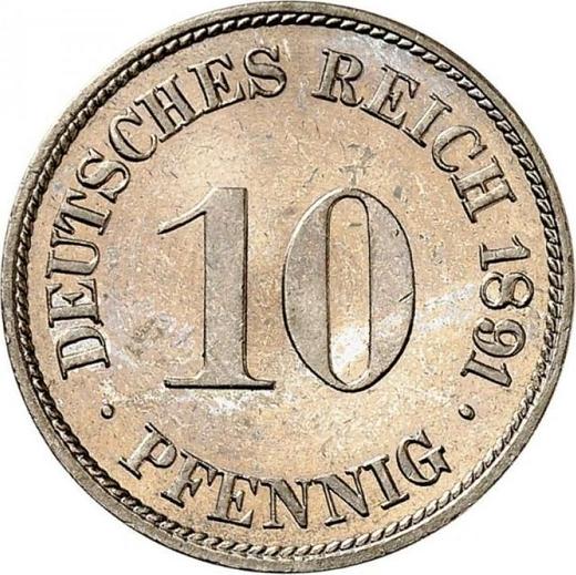 Аверс монеты - 10 пфеннигов 1891 года F "Тип 1890-1916" - цена  монеты - Германия, Германская Империя