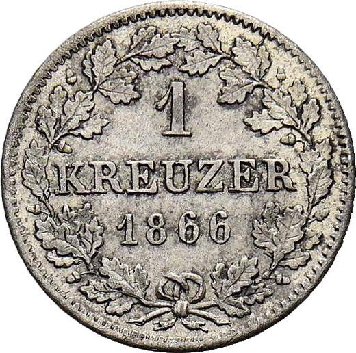 Reverso 1 kreutzer 1866 - valor de la moneda de plata - Sajonia-Meiningen, Bernardo II