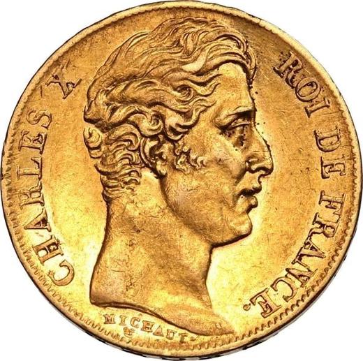 Аверс монеты - 20 франков 1830 года W "Тип 1825-1830" Лилль - цена золотой монеты - Франция, Карл X