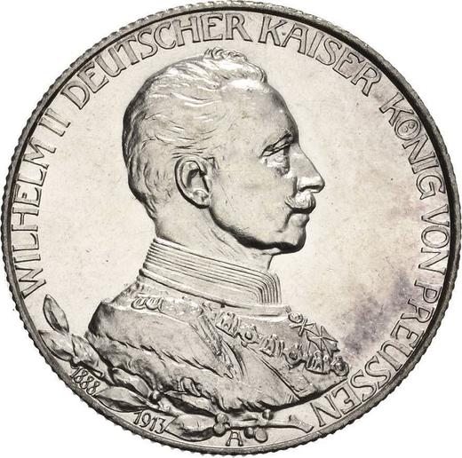 Аверс монеты - 2 марки 1913 года A "Пруссия" 25 лет правления - цена серебряной монеты - Германия, Германская Империя