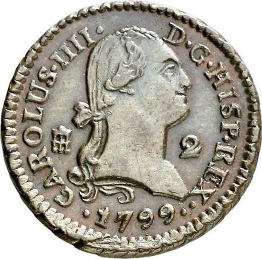 Аверс монеты - 2 мараведи 1799 года - цена  монеты - Испания, Карл IV