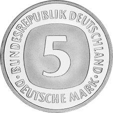 Anverso 5 marcos 1992 D - valor de la moneda  - Alemania, RFA