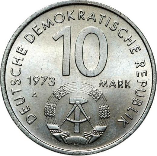 Reverse 10 Mark 1973 A "Festival of Youth and Students" -  Coin Value - Germany, GDR