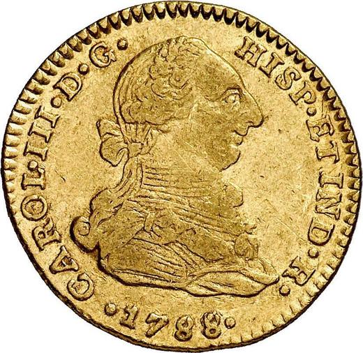 Awers monety - 2 escudo 1788 NR JJ - cena złotej monety - Kolumbia, Karol III