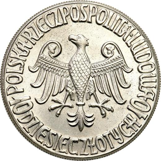 Аверс монеты - Пробные 10 злотых 1964 года "600 лет Ягеллонскому университету" Орел без короны Никель - цена  монеты - Польша, Народная Республика