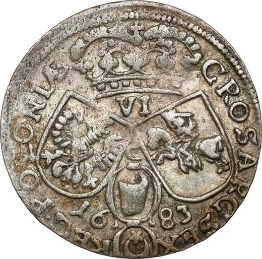Reverso Szostak (6 groszy) 1683 C "Retrato con corona" - valor de la moneda de plata - Polonia, Juan III Sobieski