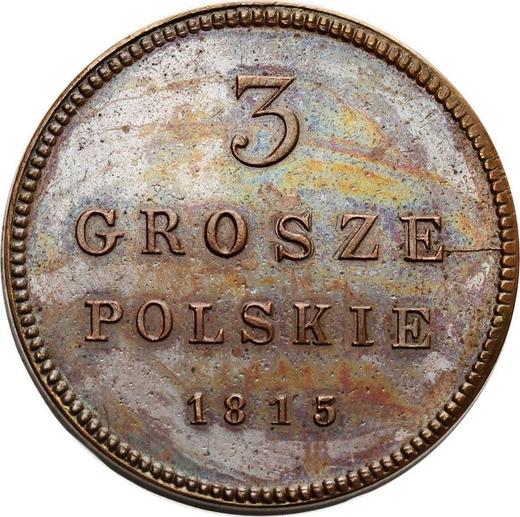 Reverso 3 groszy 1815 IB "Cola larga" Reacuñación - valor de la moneda  - Polonia, Zarato de Polonia