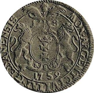 Reverso Ort (18 groszy) 1759 REOE "de Gdansk" - valor de la moneda de plata - Polonia, Augusto III