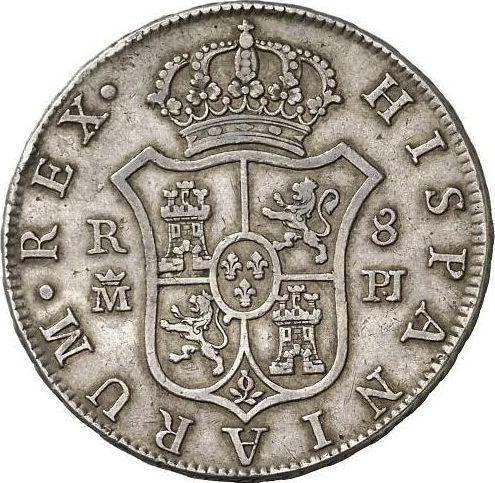 Реверс монеты - 8 реалов 1777 года M PJ - цена серебряной монеты - Испания, Карл III