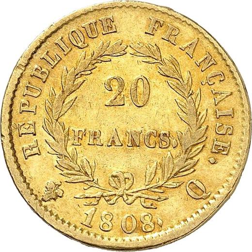 Rewers monety - 20 franków 1808 Q "Typ 1807-1808" Perpignan - Francja, Napoleon I