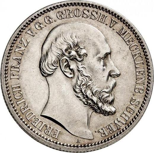 Аверс монеты - 2 марки 1876 года A "Мекленбург-Шверин" - цена серебряной монеты - Германия, Германская Империя