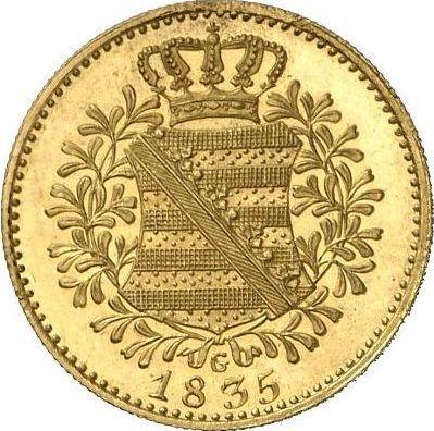 Rewers monety - Dukat 1835 G - cena złotej monety - Saksonia-Albertyna, Antoni