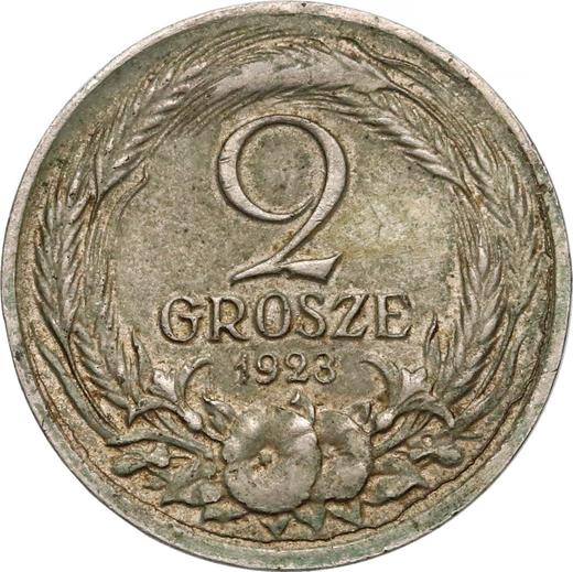 Rewers monety - PRÓBA 2 grosze 1923 Srebro - cena srebrnej monety - Polska, II Rzeczpospolita