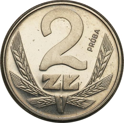Reverso Pruebas 2 eslotis 1986 MW Níquel - valor de la moneda  - Polonia, República Popular