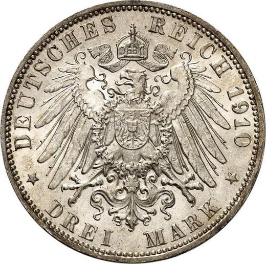 Реверс монеты - 3 марки 1910 года J "Гамбург" - цена серебряной монеты - Германия, Германская Империя