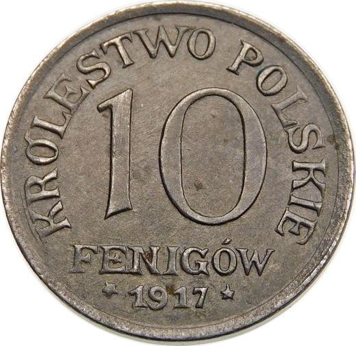Reverso 10 Pfennige 1917 FF Inscripción está lejos del canto - valor de la moneda  - Polonia, Regencia de Polonia