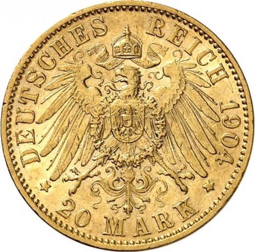 Реверс монеты - 20 марок 1904 года A "Пруссия" - цена золотой монеты - Германия, Германская Империя