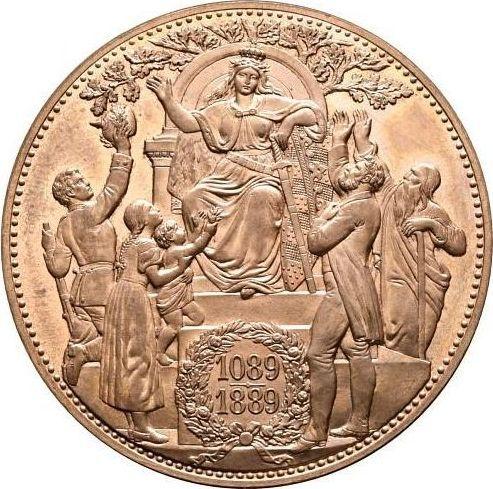 Реверс монеты - 5 марок 1889 года E "Саксония" 800 лет Дому Веттинов Медь Пробные - цена  монеты - Германия, Германская Империя