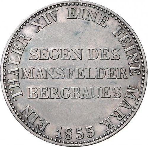 Reverse Thaler 1853 A "Mining" - Silver Coin Value - Prussia, Frederick William IV