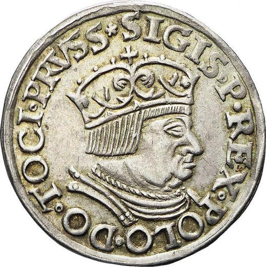 Аверс монеты - Трояк (3 гроша) 1535 года "Гданьск" - цена серебряной монеты - Польша, Сигизмунд I Старый