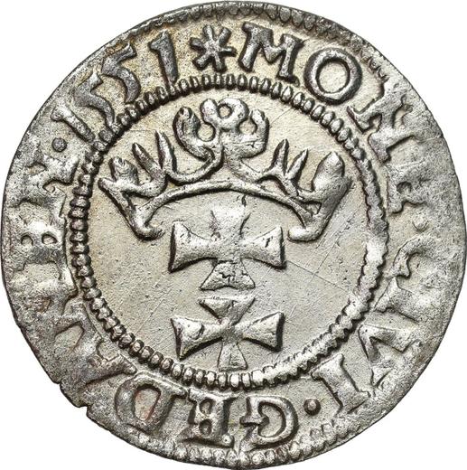 Реверс монеты - Шеляг 1551 года "Гданьск" - цена серебряной монеты - Польша, Сигизмунд II Август