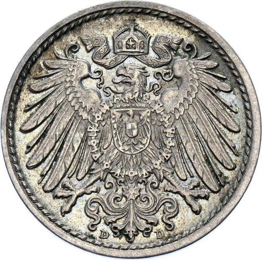 Reverso 5 Pfennige 1898 D "Tipo 1890-1915" - valor de la moneda  - Alemania, Imperio alemán