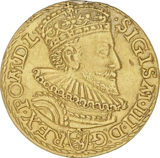 Аверс монеты - Трояк (3 гроша) 1592 года "Мальборкский монетный двор" Золото - цена золотой монеты - Польша, Сигизмунд III Ваза