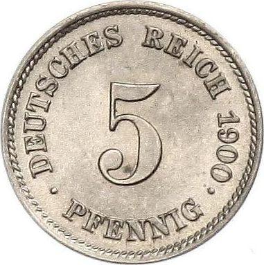 Аверс монеты - 5 пфеннигов 1900 года E "Тип 1890-1915" - цена  монеты - Германия, Германская Империя